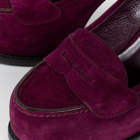 Saint Laurent Purple Suede Tribtoo Loafer Stiletto Platform Pumps - Picture 7 of 10